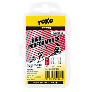 Парафин с высоким содержанием фтора TOKO High Performance красный