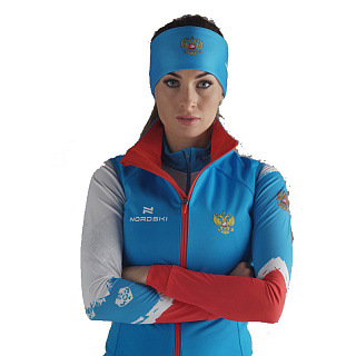 Жилет разминочный женский NORDSKI Elite RUS с логотипом спонсоров Жилет разминочный женский NORDSKI Elite RUS с логотипом спонсоров