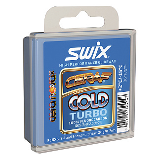 Блок-ускоритель с высоким содержанием фтора SWIX Cera F Cold Turbo синий Блок-ускоритель с высоким содержанием фтора SWIX Cera F Cold Turbo синий